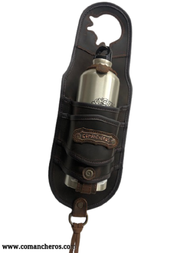 Pommel horn bottle holder in leather