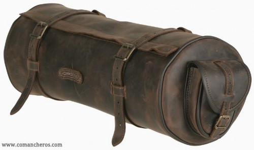 Round saddle bag with pockets for western saddle in Leather
