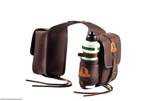 Double saddlebag in nylon with bottle holder