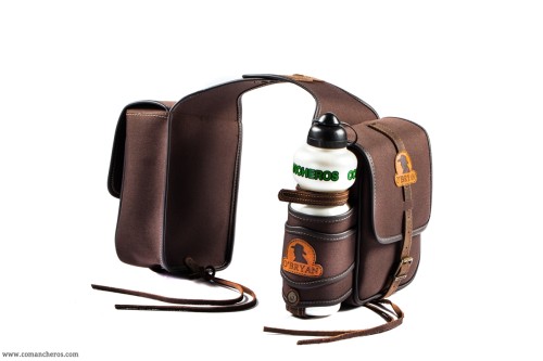 Double saddlebag in nylon with bottle holder