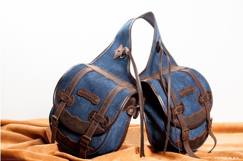 Medium rear saddlebags in denim