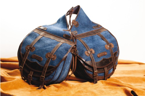 Rear saddlebags in denim