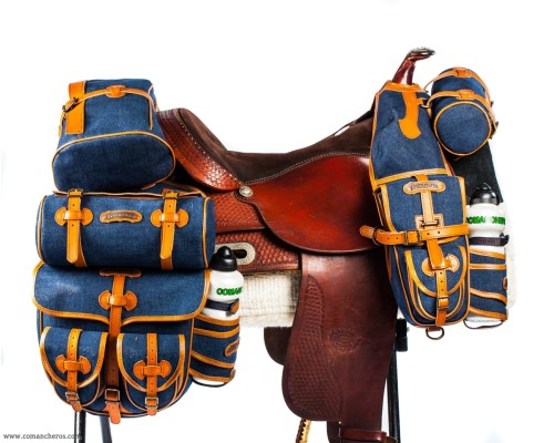 Saddle bags in Denim and Leather