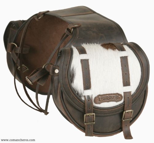 Mid-sized rear saddlebags with cowhide