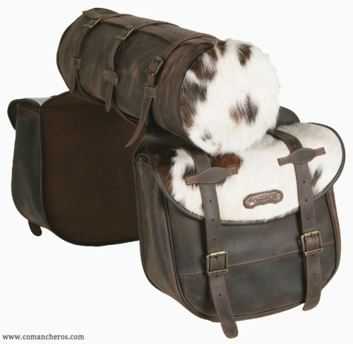 Saddlebags with roll and cowhide