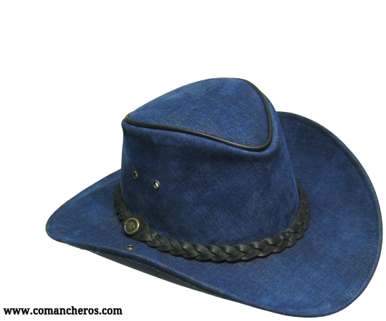 New Australian Cowboy Jeans Hat Western Style Vintage Chin Strap Plain Denim Hat