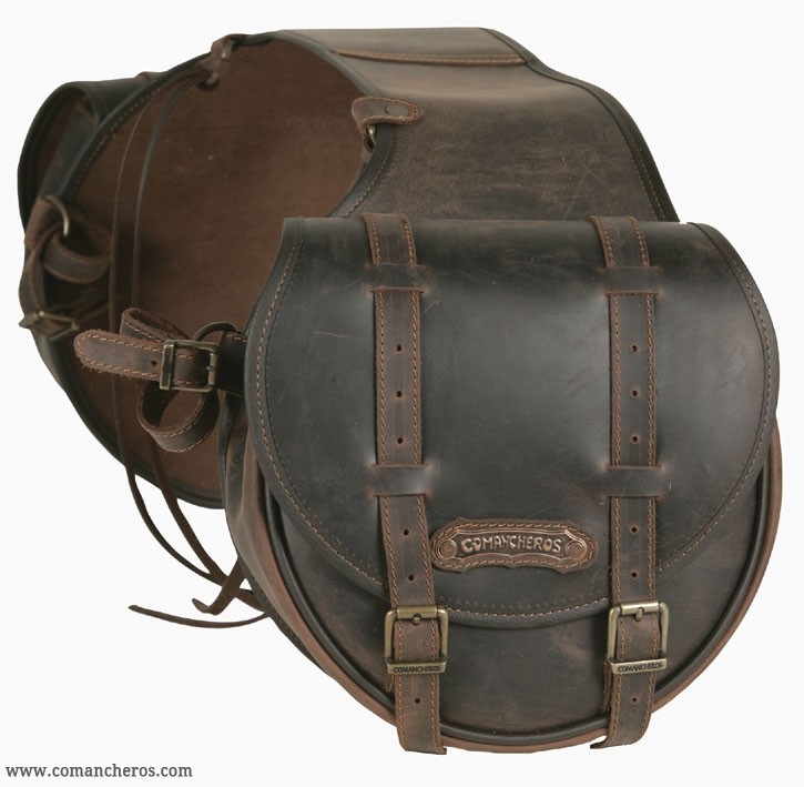 Mid-sized rear saddlebag for western saddle in leather