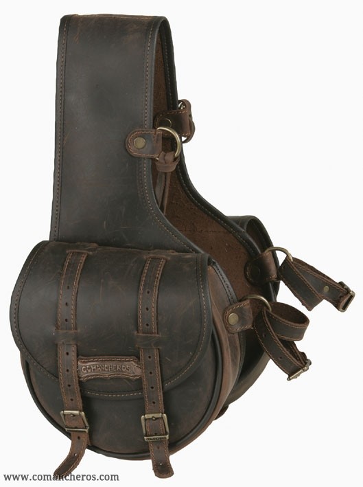 Rear saddlebags for western saddle in leather