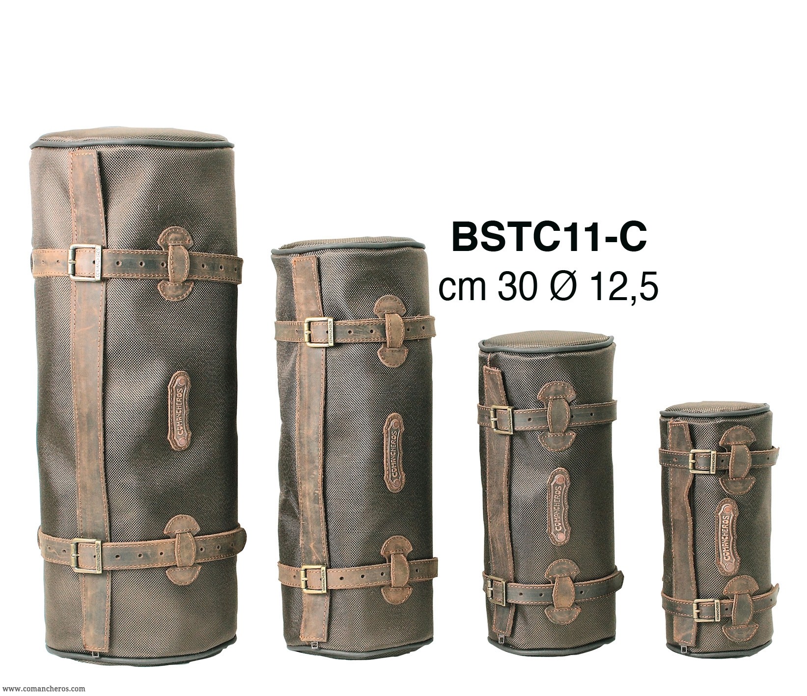 Small round saddle bag made from Cordura STC and Leather