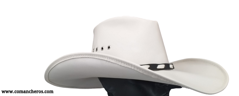 Country style white floral leather hat