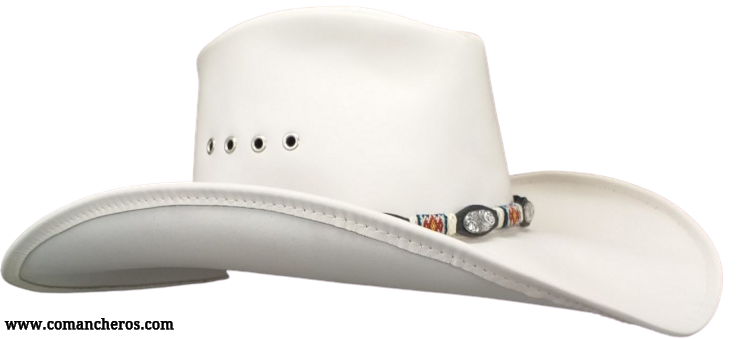 Wide-brimmed leather hat