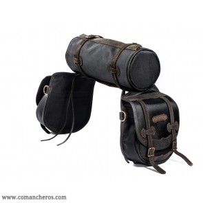 Black mid-sized rear saddlebags with roll