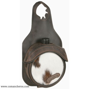 Bottle holder pommel bag in cowhide