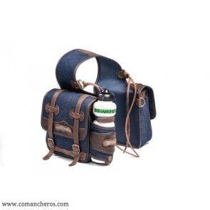 Medium saddlebag in denim with bottle holder