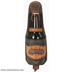 Bottle holder for saddle and belt made crocodile skin style 