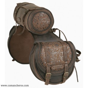 Saddlebags in floral leather with roller