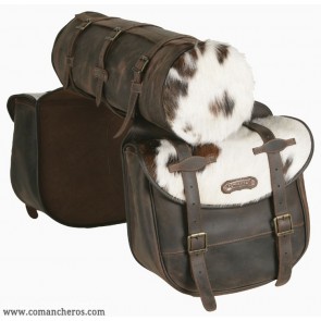 Saddlebags with roll and cowhide